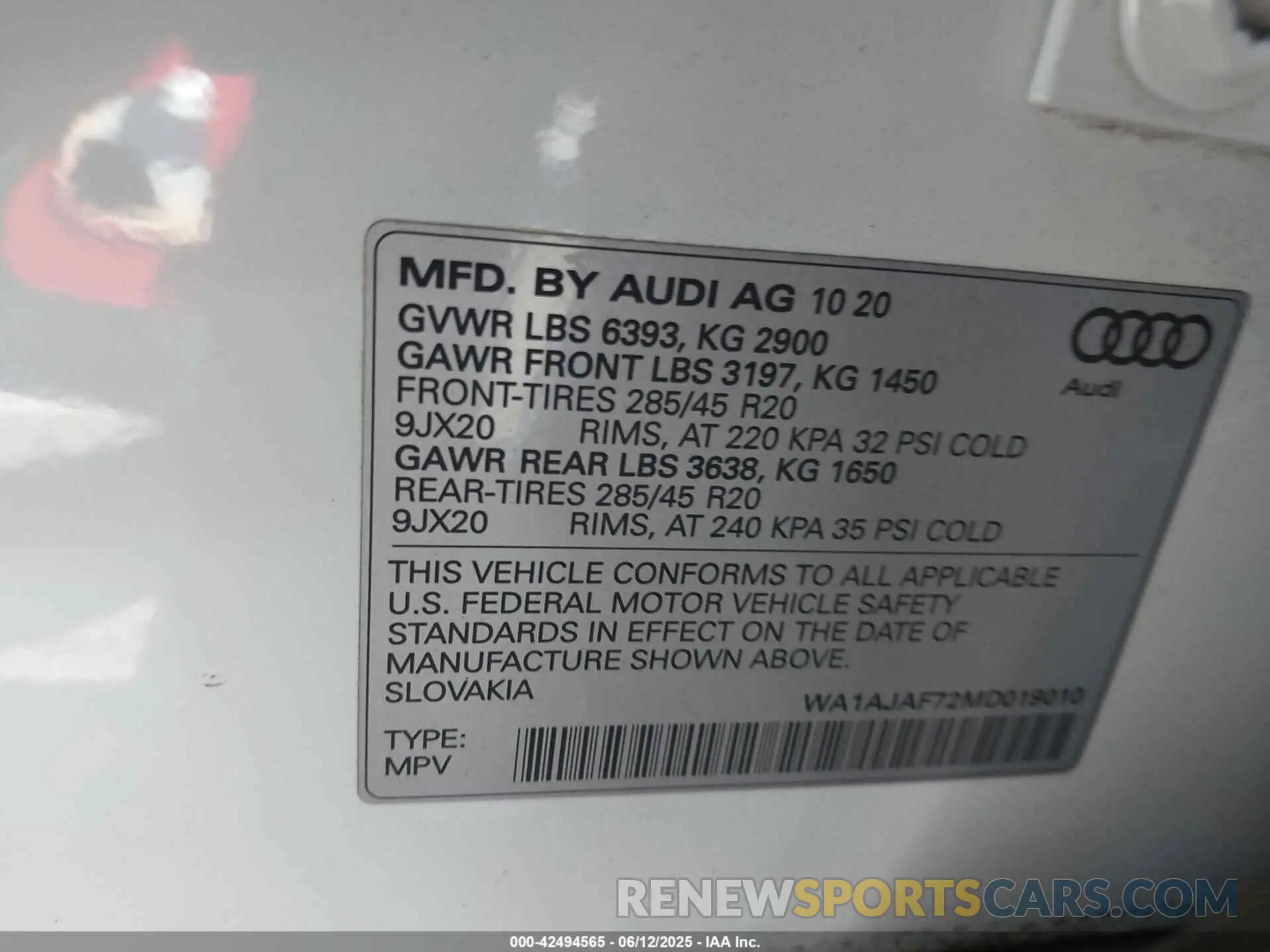 9 Photograph of a damaged car WA1AJAF72MD019010 AUDI Q7 2021
