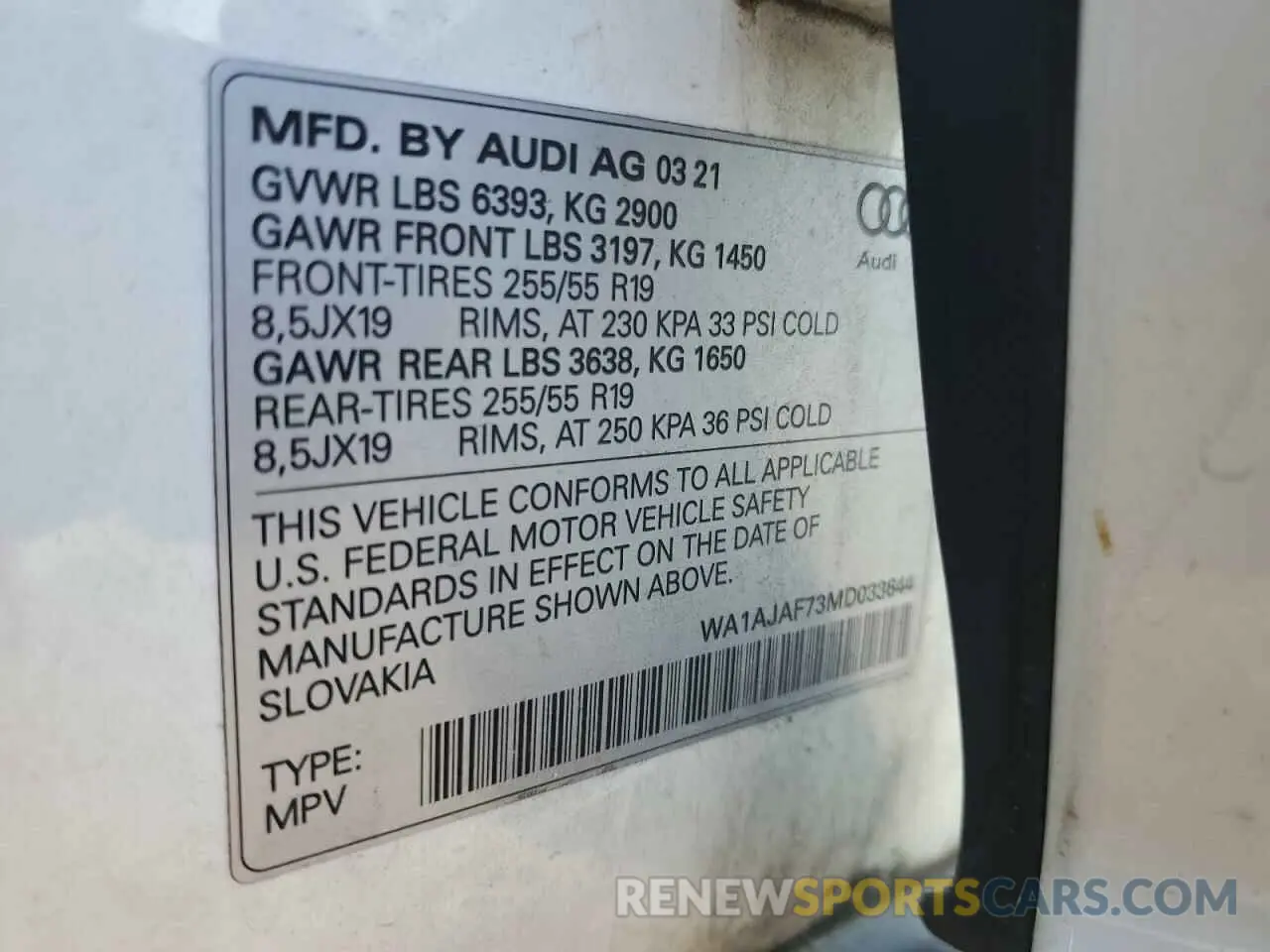 13 Photograph of a damaged car WA1AJAF73MD033644 AUDI Q7 2021