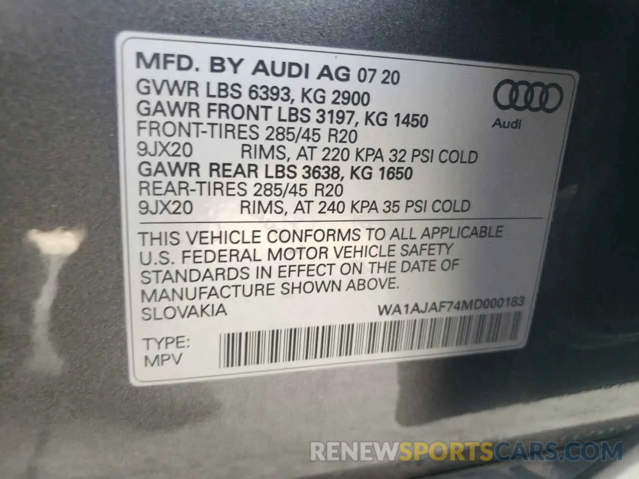 14 Photograph of a damaged car WA1AJAF74MD000183 AUDI Q7 2021