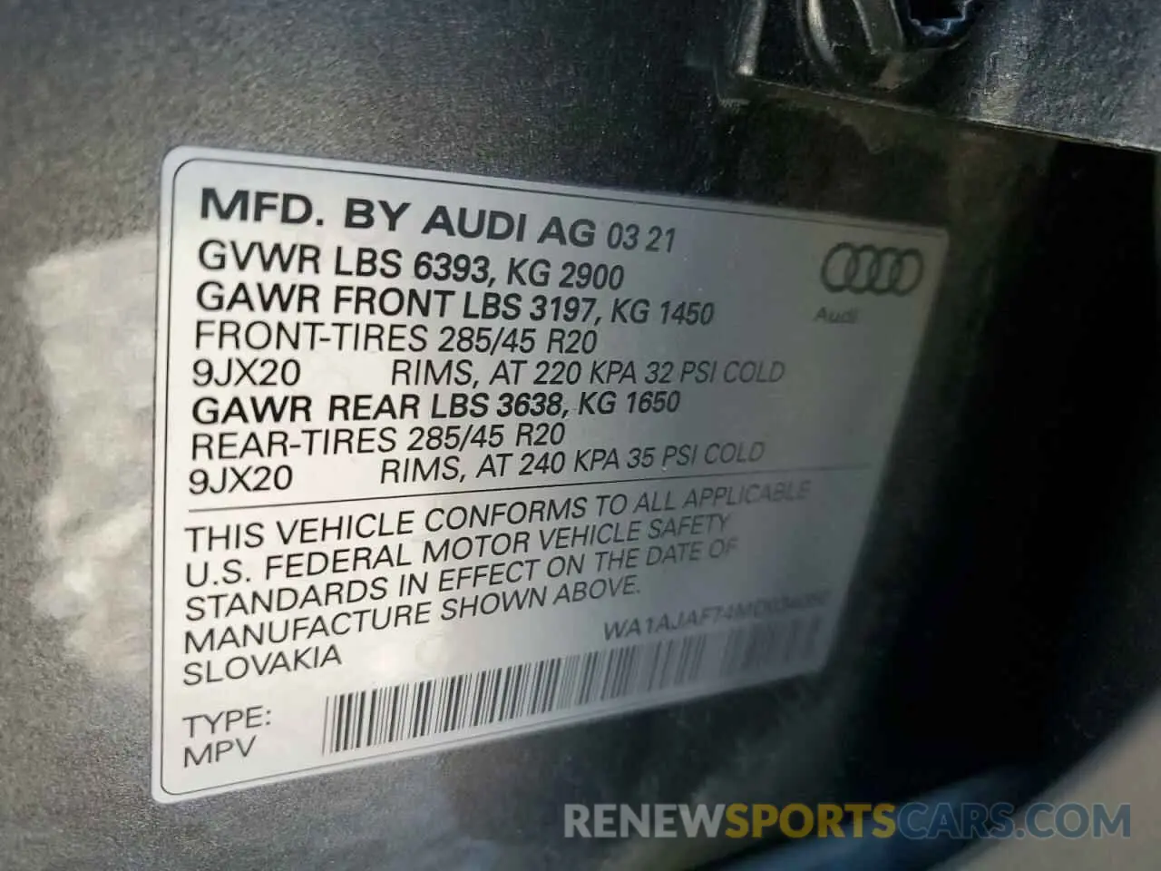 13 Photograph of a damaged car WA1AJAF74MD034060 AUDI Q7 2021