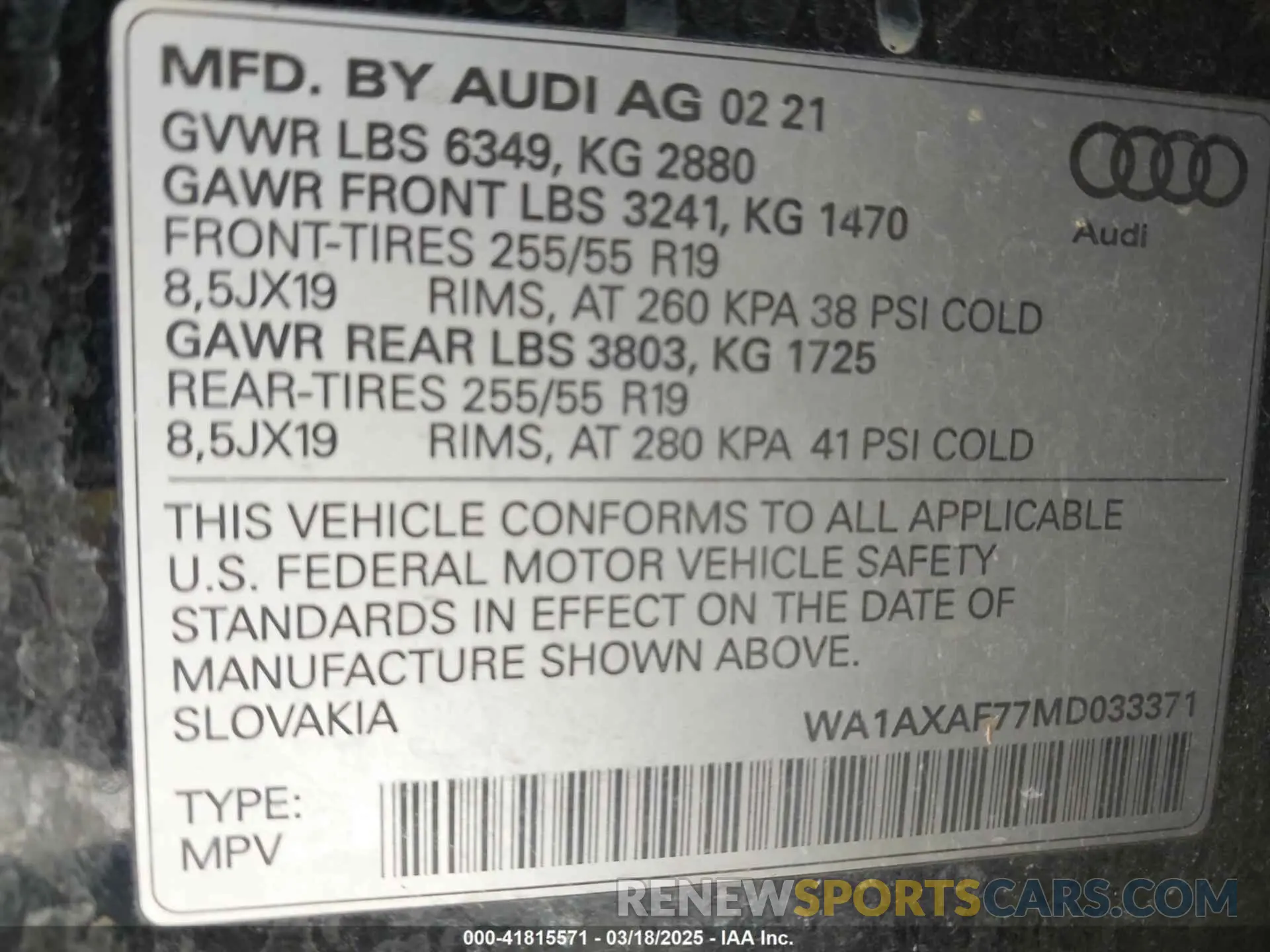 9 Photograph of a damaged car WA1AXAF77MD033371 AUDI Q7 2021