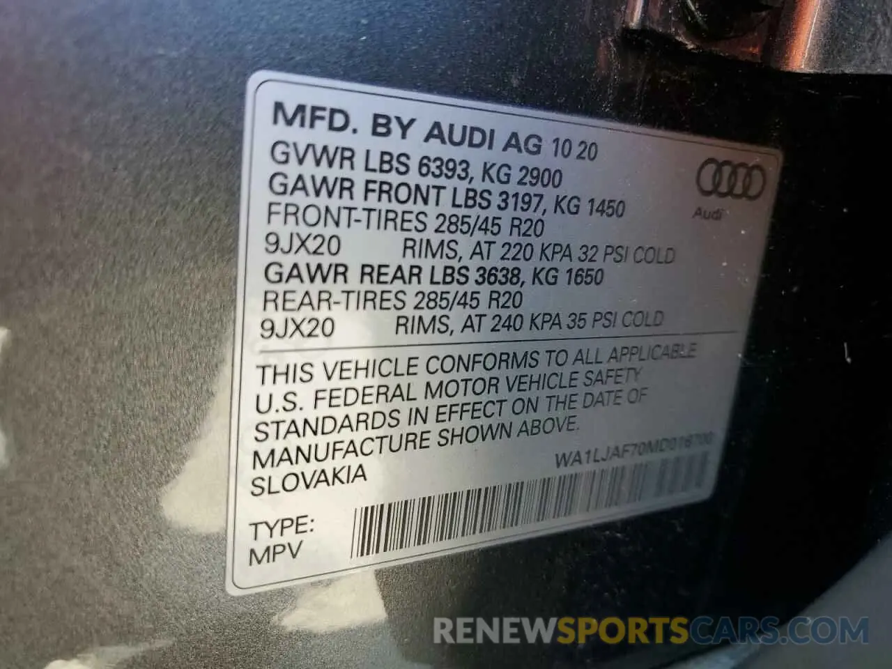 14 Photograph of a damaged car WA1LJAF70MD016700 AUDI Q7 2021