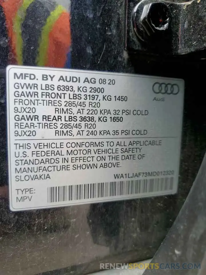 14 Photograph of a damaged car WA1LJAF73MD012320 AUDI Q7 2021