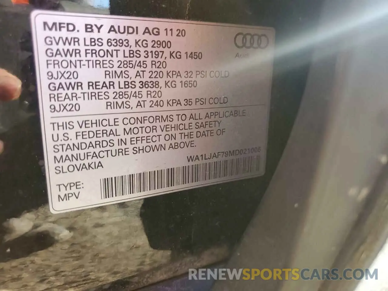 13 Photograph of a damaged car WA1LJAF79MD021006 AUDI Q7 2021