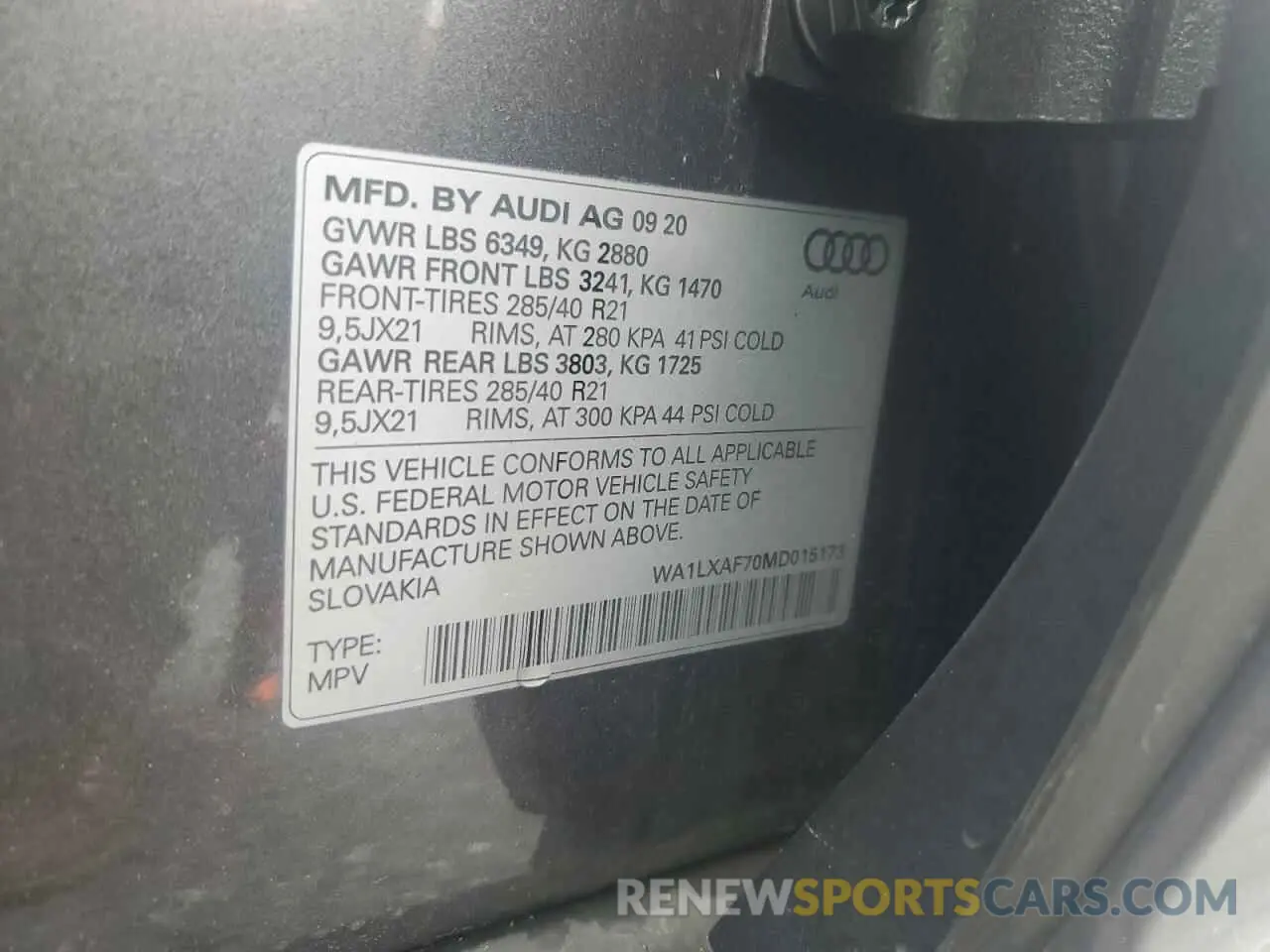 13 Photograph of a damaged car WA1LXAF70MD015173 AUDI Q7 2021