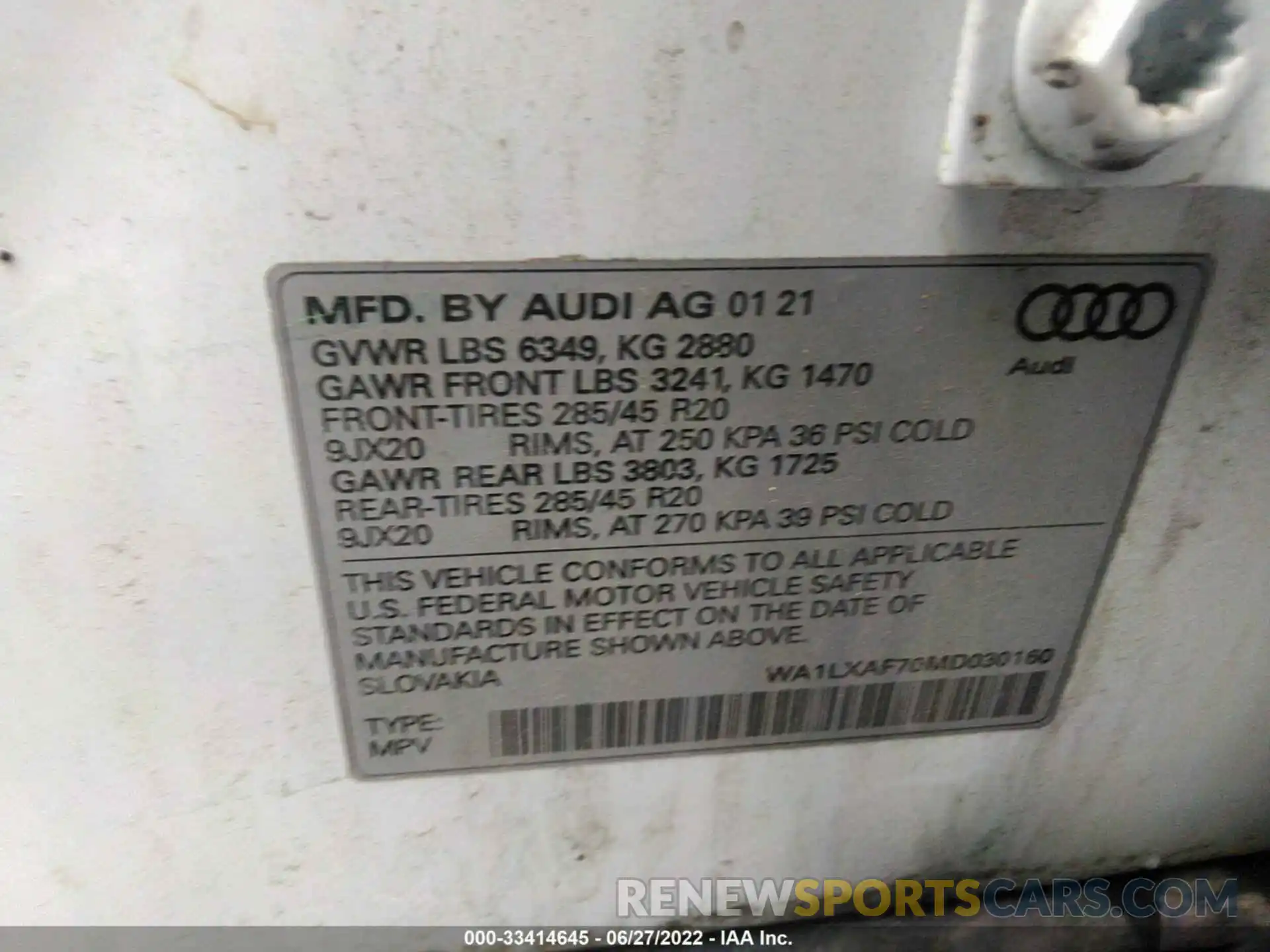 9 Photograph of a damaged car WA1LXAF70MD030160 AUDI Q7 2021