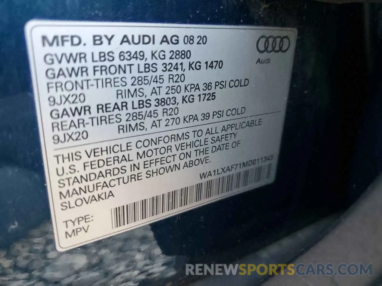 13 Photograph of a damaged car WA1LXAF71MD011343 AUDI Q7 2021