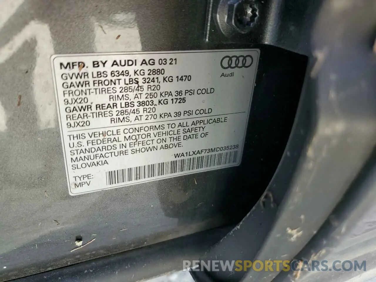 14 Photograph of a damaged car WA1LXAF73MD035238 AUDI Q7 2021
