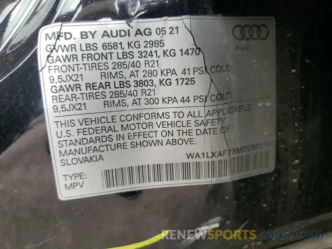 10 Photograph of a damaged car WA1LXAF73MD039211 AUDI Q7 2021