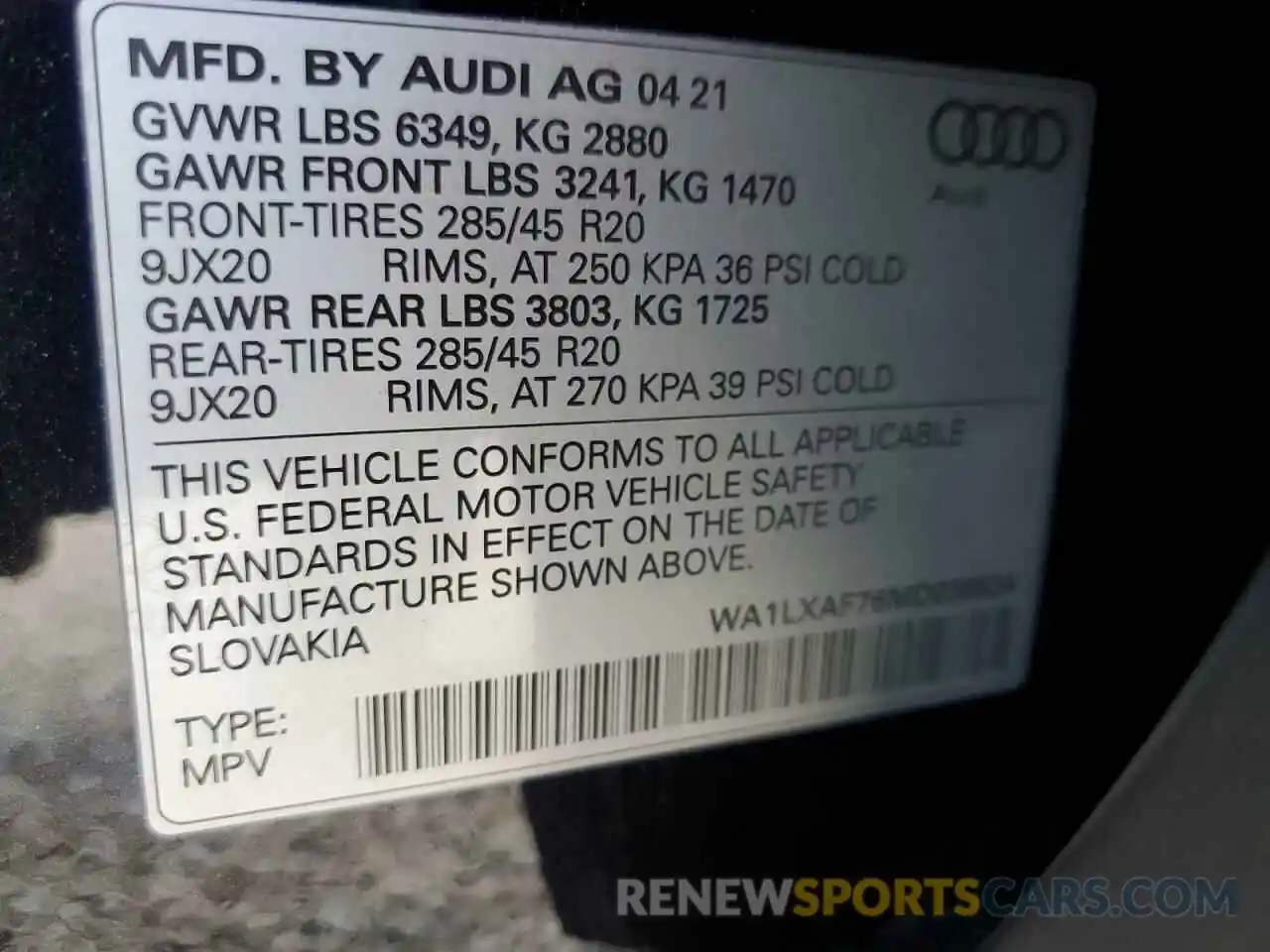 14 Photograph of a damaged car WA1LXAF76MD036934 AUDI Q7 2021