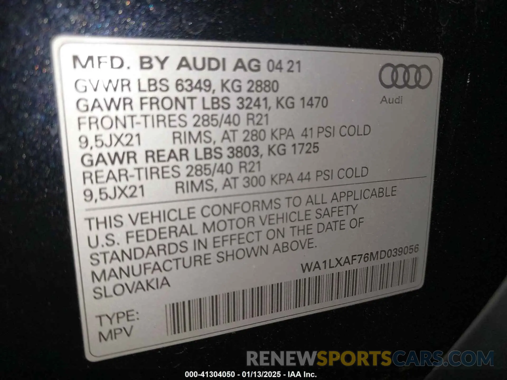 9 Photograph of a damaged car WA1LXAF76MD039056 AUDI Q7 2021