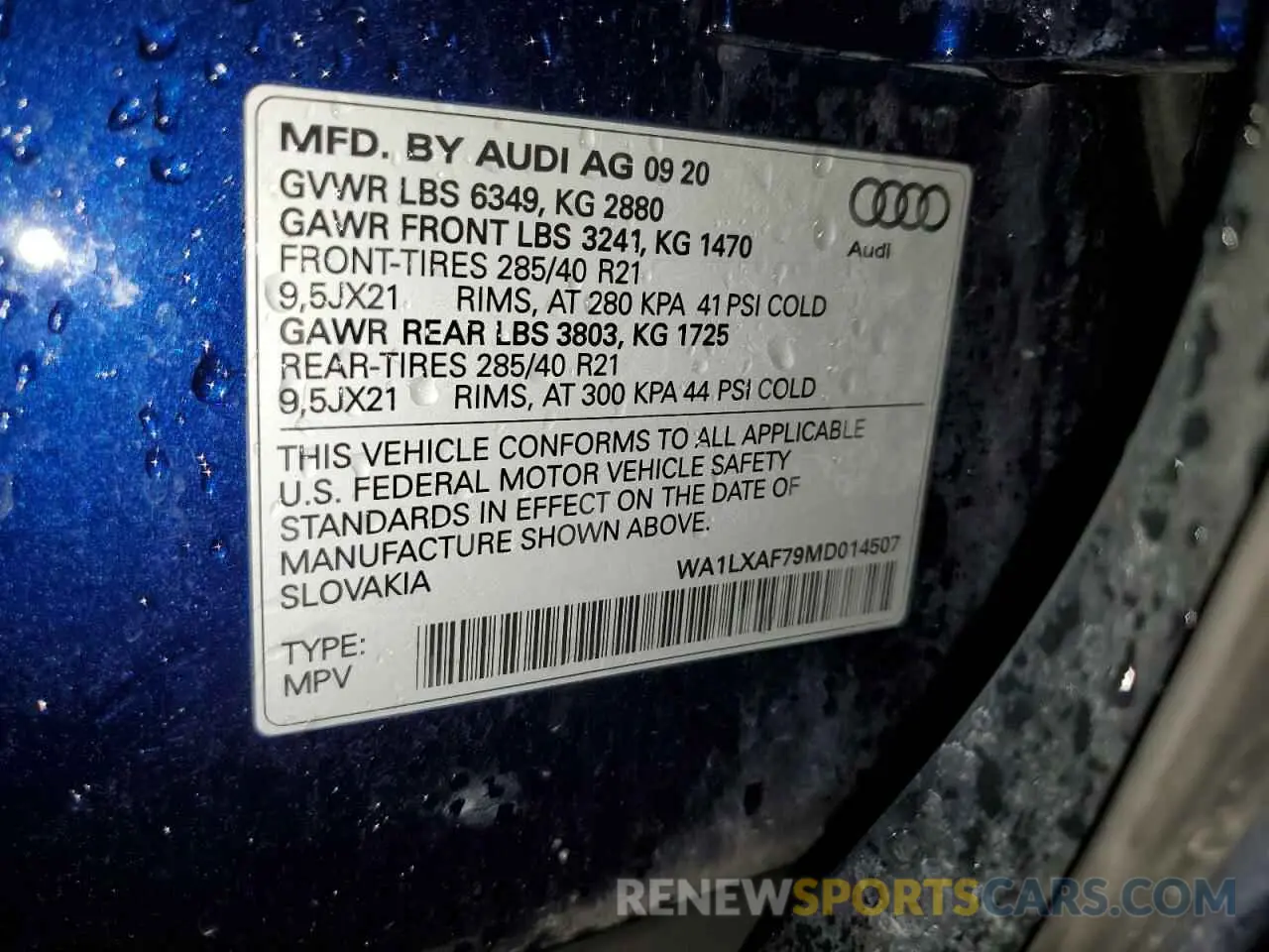 13 Photograph of a damaged car WA1LXAF79MD014507 AUDI Q7 2021