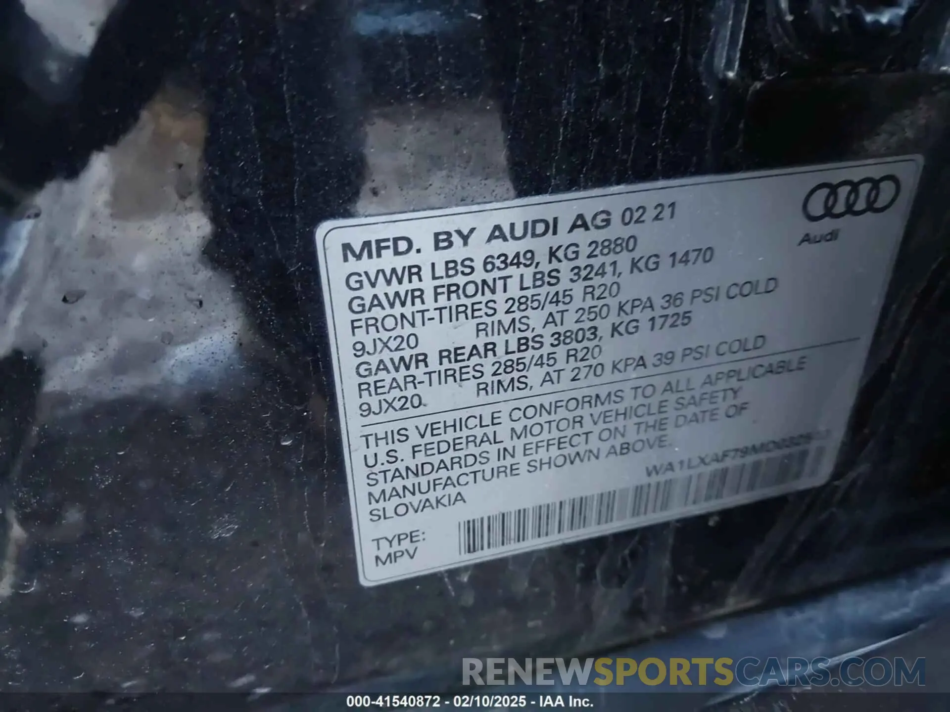 9 Photograph of a damaged car WA1LXAF79MD032540 AUDI Q7 2021