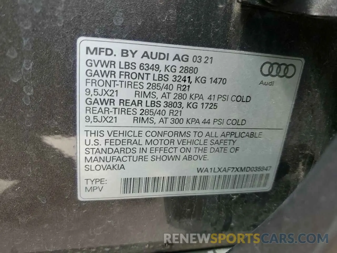 14 Photograph of a damaged car WA1LXAF7XMD035947 AUDI Q7 2021