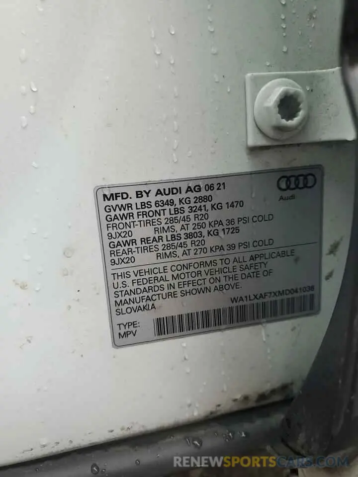 13 Photograph of a damaged car WA1LXAF7XMD041036 AUDI Q7 2021