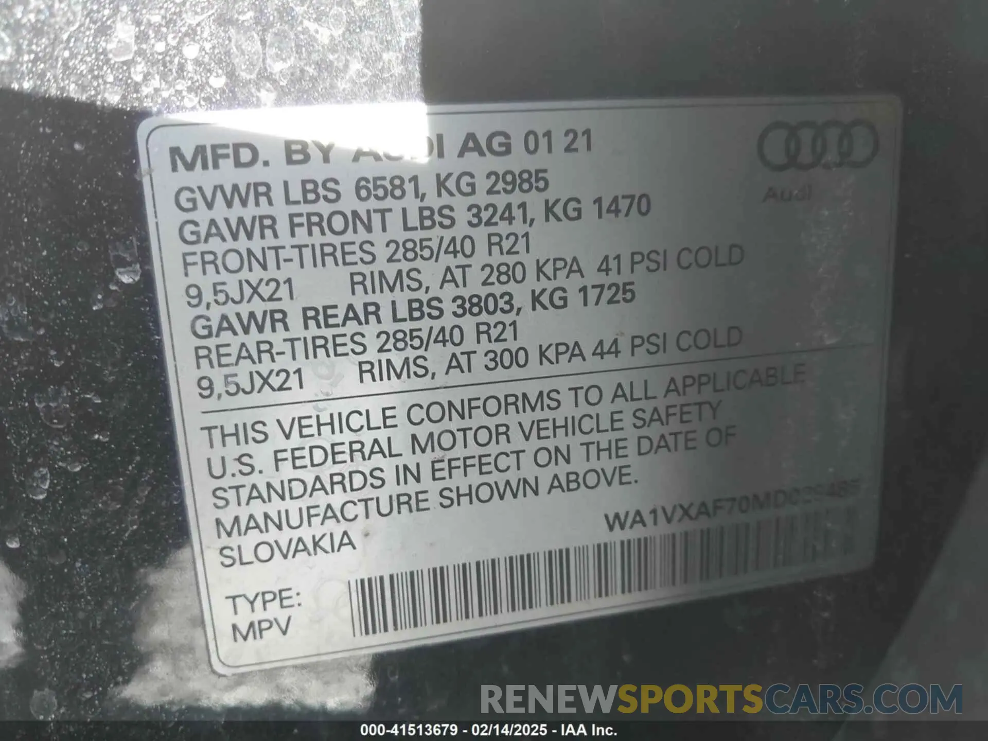 9 Photograph of a damaged car WA1VXAF70MD029485 AUDI Q7 2021