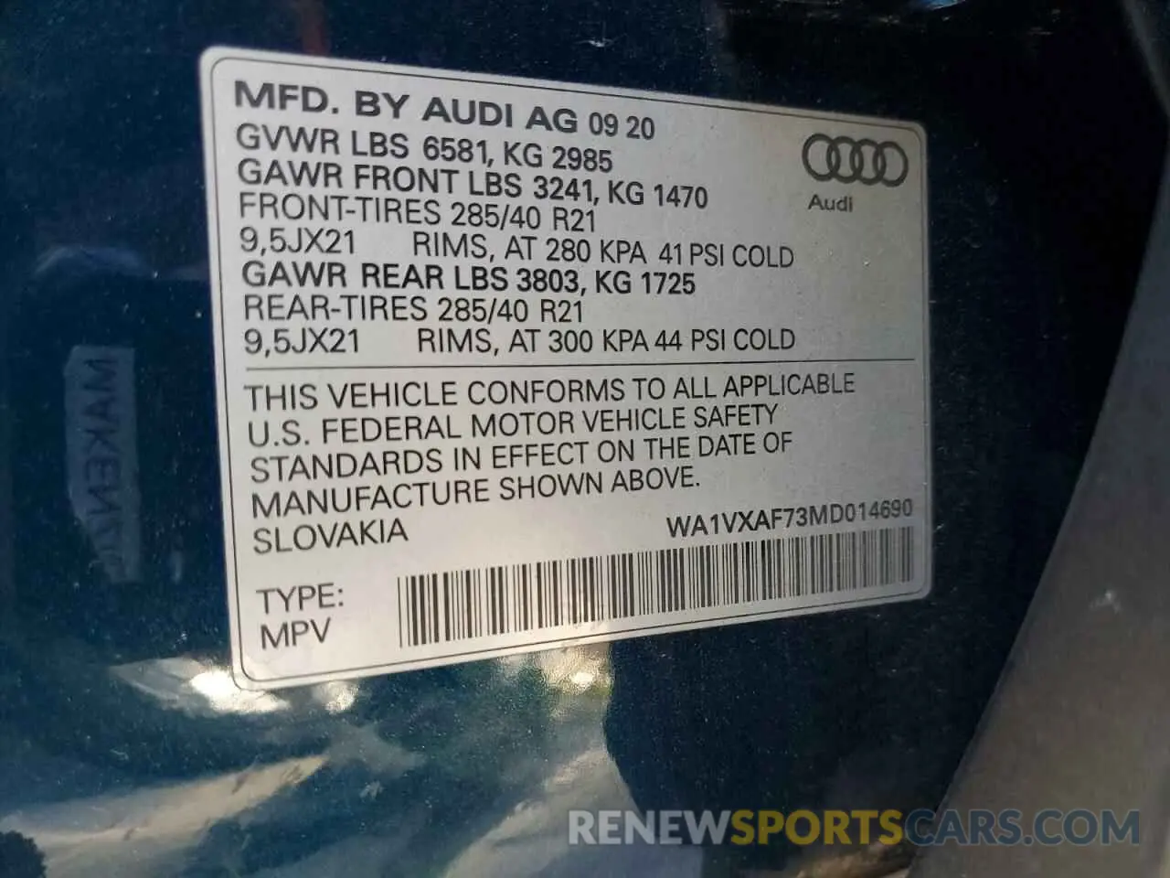 13 Photograph of a damaged car WA1VXAF73MD014690 AUDI Q7 2021
