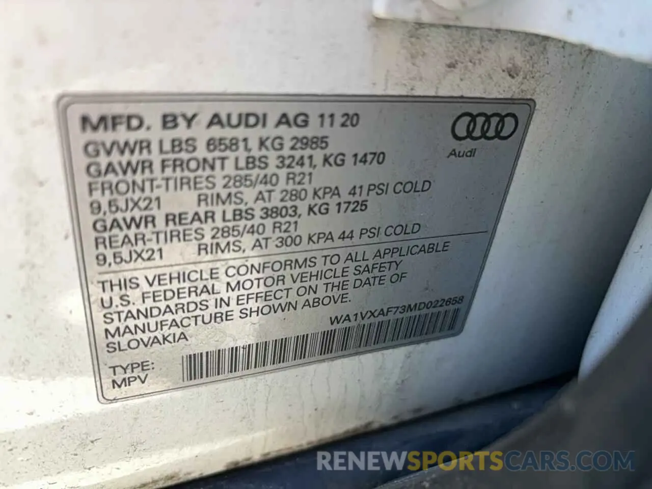 13 Photograph of a damaged car WA1VXAF73MD022658 AUDI Q7 2021