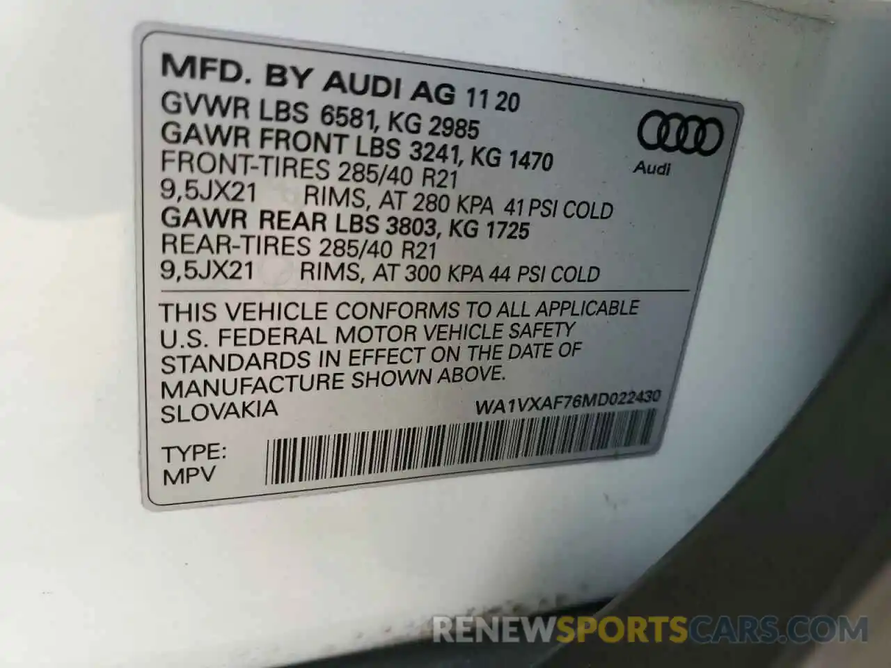 13 Photograph of a damaged car WA1VXAF76MD022430 AUDI Q7 2021