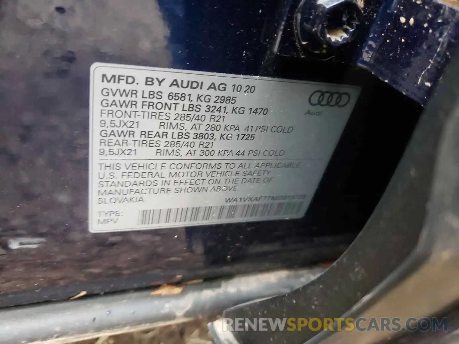 10 Photograph of a damaged car WA1VXAF77MD019729 AUDI Q7 2021