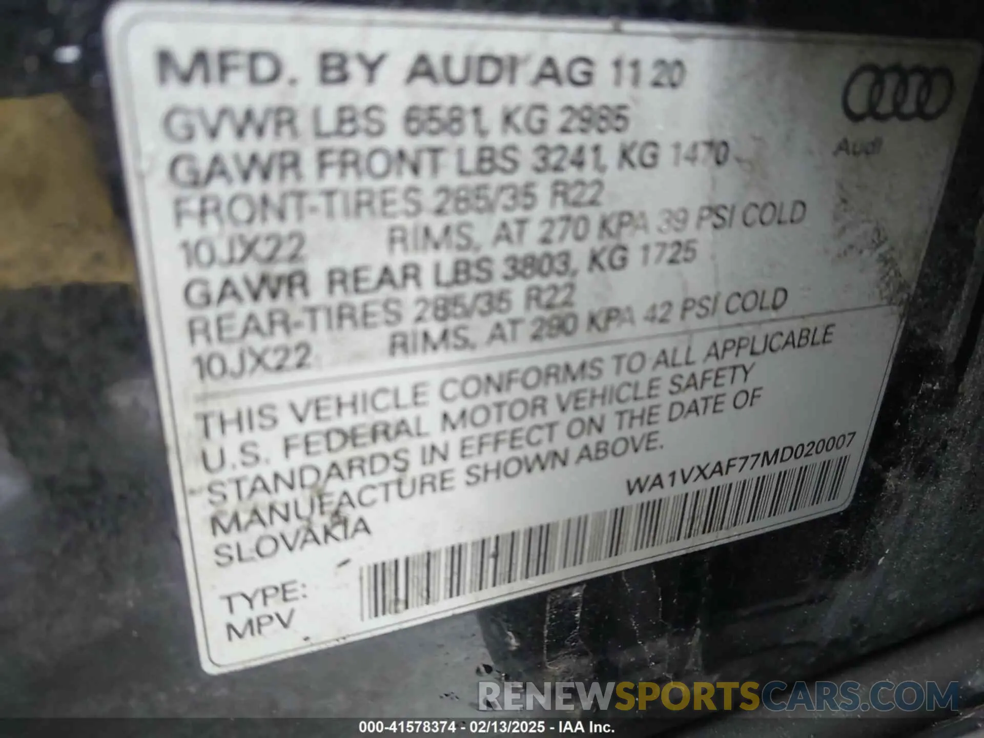 9 Photograph of a damaged car WA1VXAF77MD020007 AUDI Q7 2021