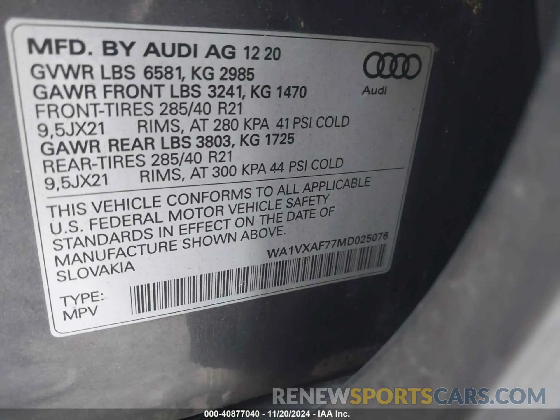 9 Photograph of a damaged car WA1VXAF77MD025076 AUDI Q7 2021