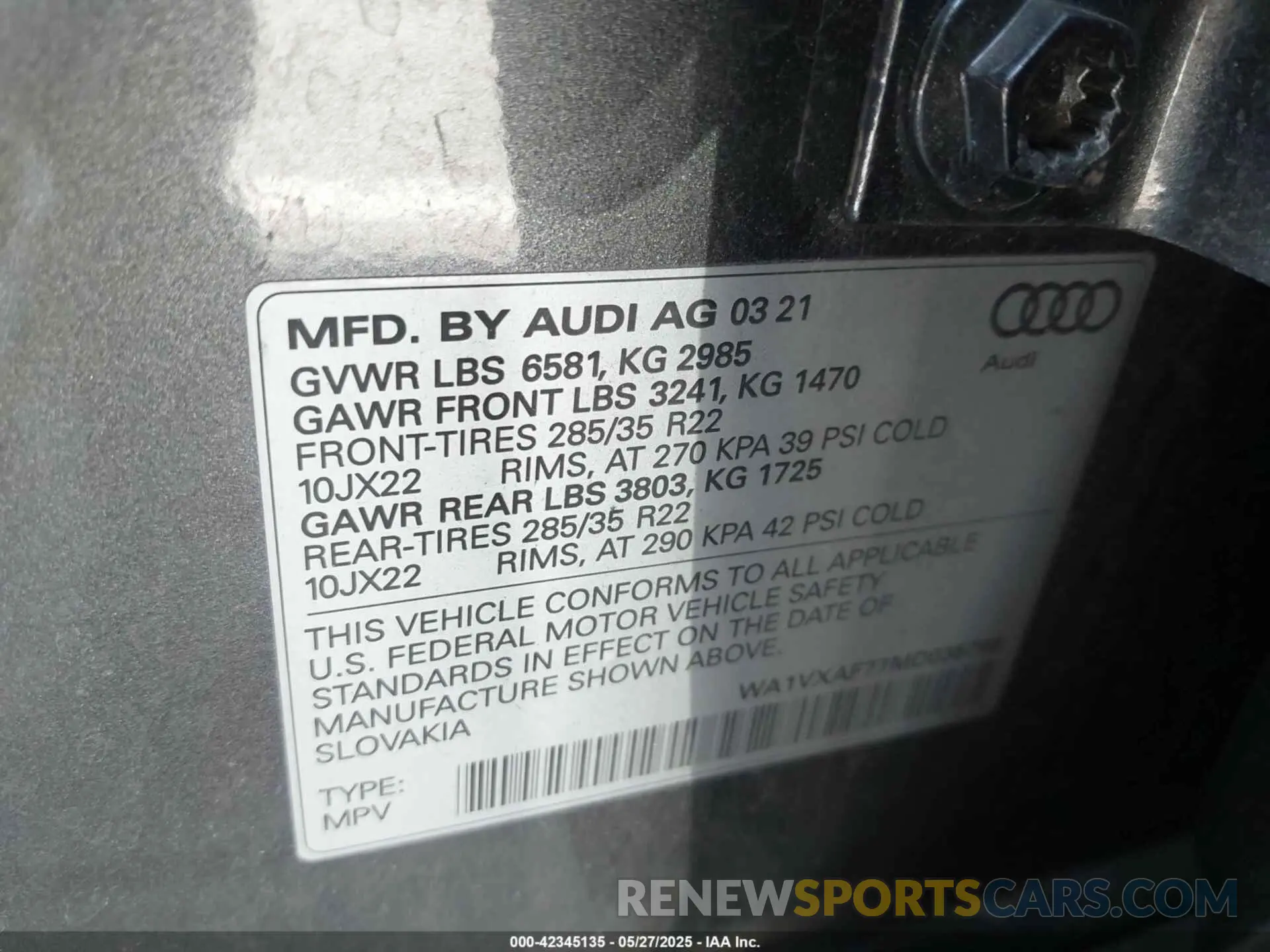 9 Photograph of a damaged car WA1VXAF77MD035798 AUDI Q7 2021