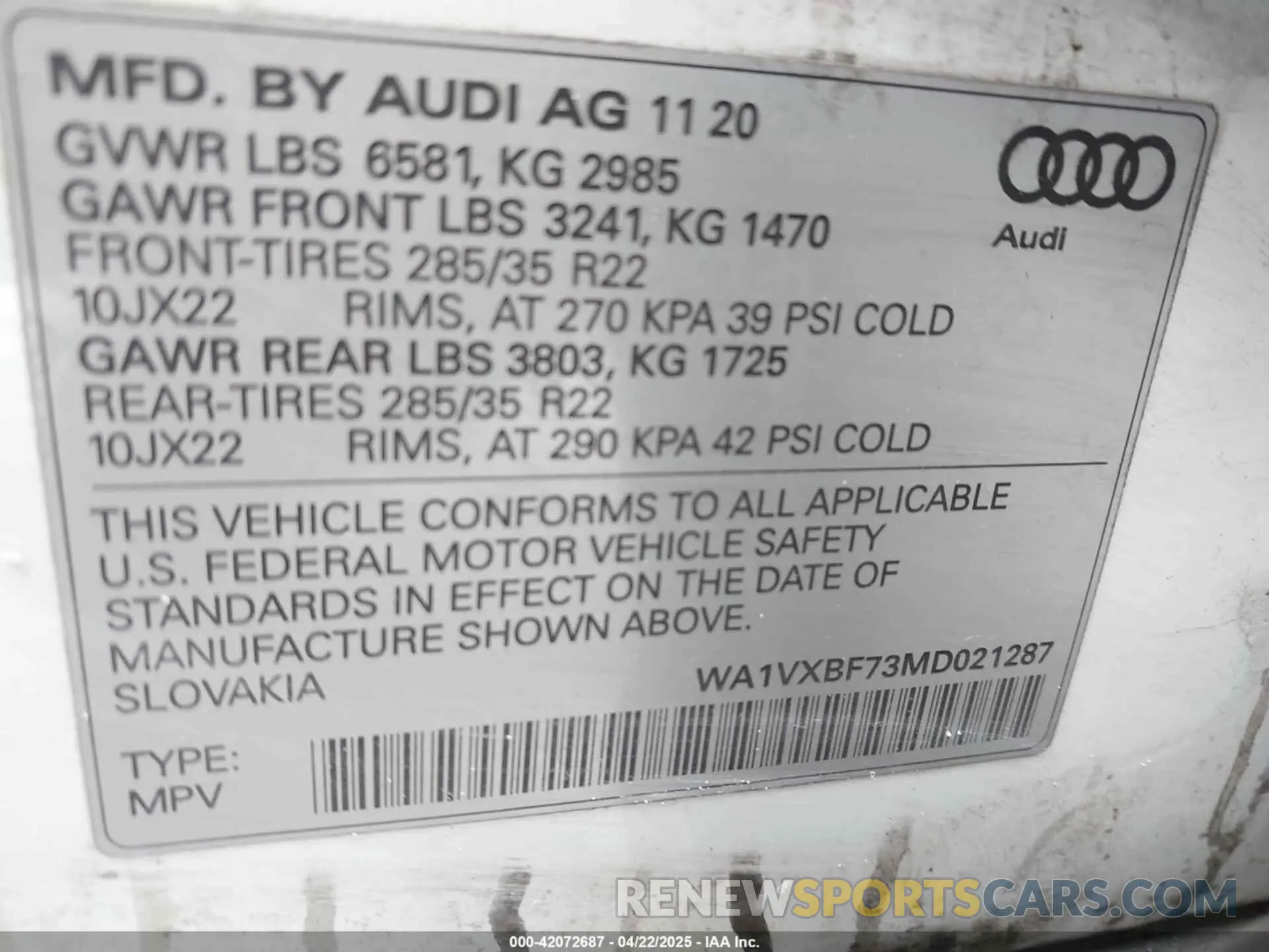 9 Photograph of a damaged car WA1VXBF73MD021287 AUDI Q7 2021