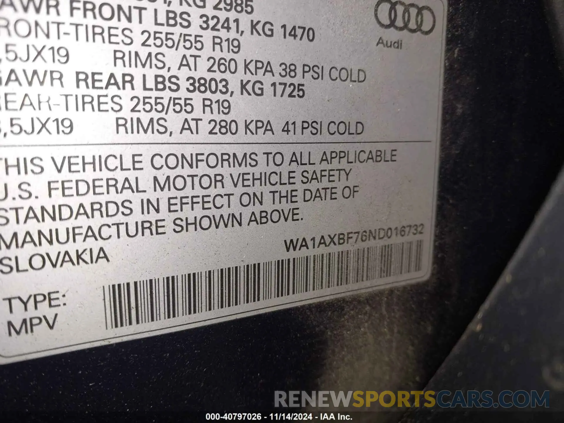 9 Photograph of a damaged car WA1AXBF76ND016732 AUDI Q7 2022
