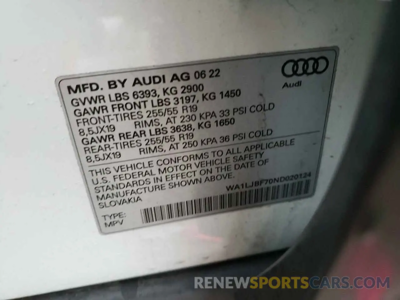 13 Photograph of a damaged car WA1LJBF70ND020124 AUDI Q7 2022