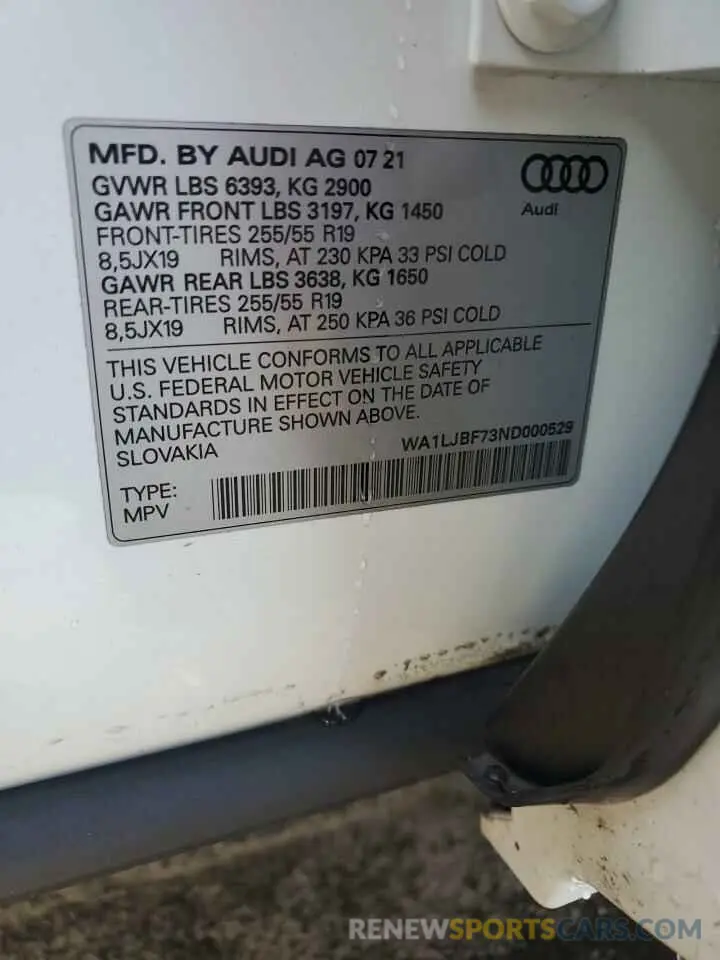 12 Photograph of a damaged car WA1LJBF73ND000529 AUDI Q7 2022