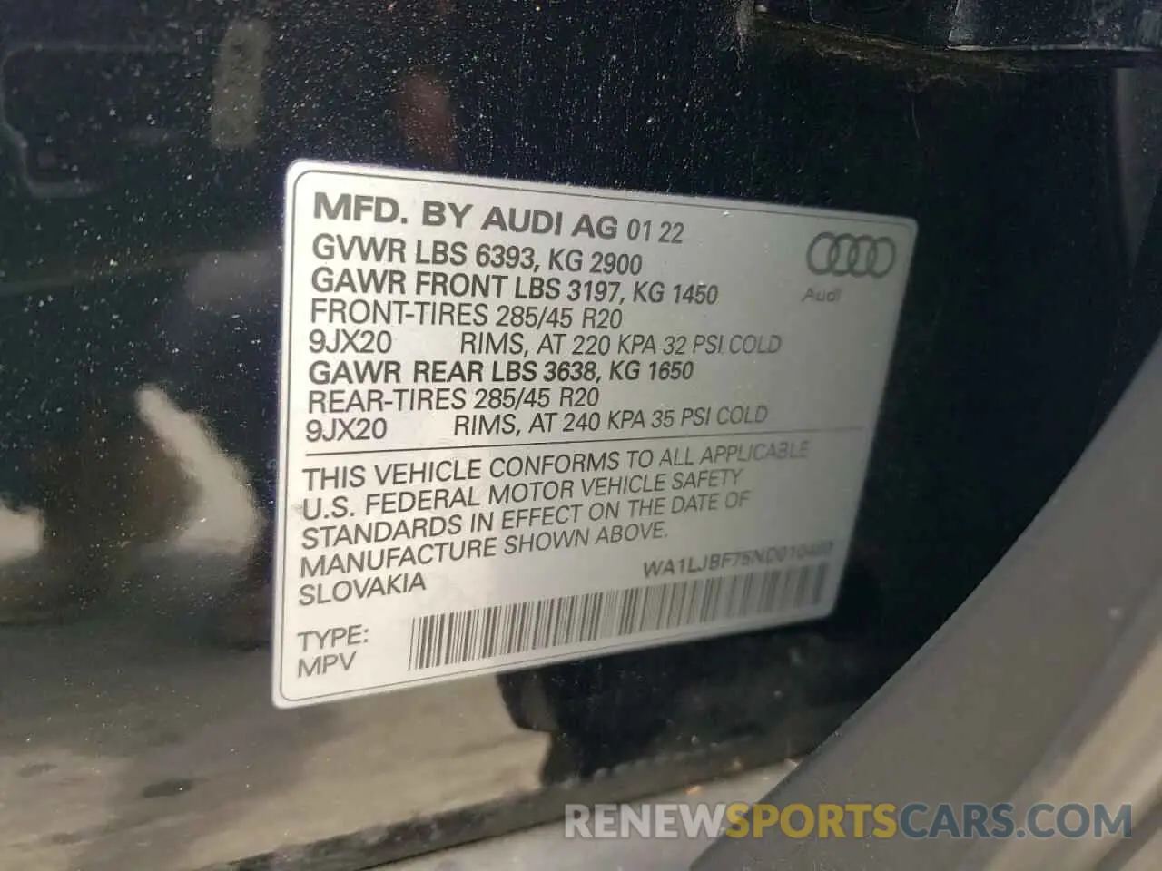 12 Photograph of a damaged car WA1LJBF75ND010480 AUDI Q7 2022