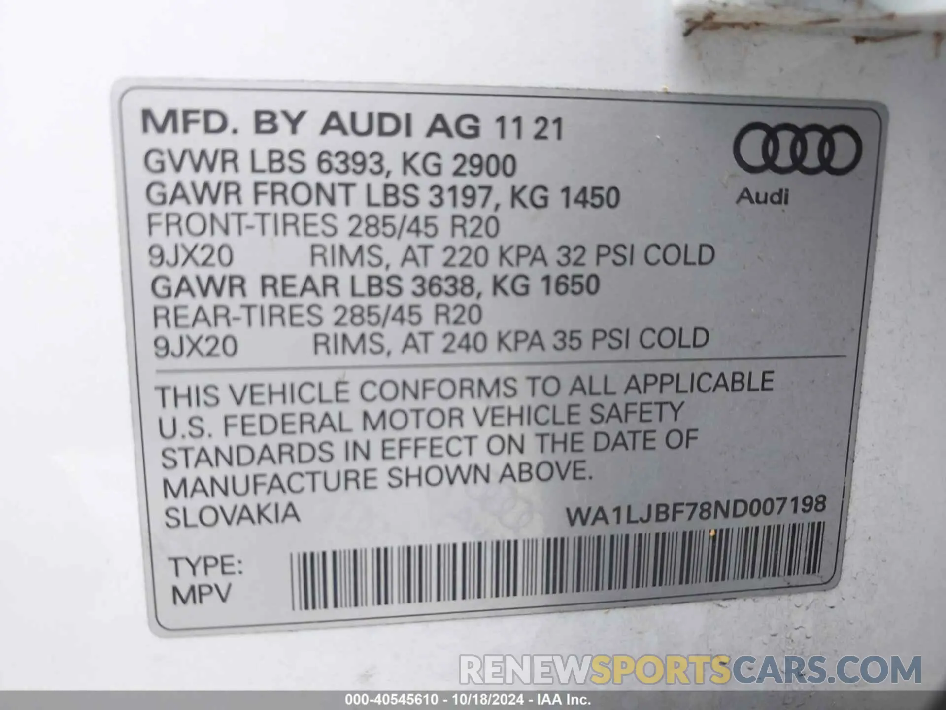9 Photograph of a damaged car WA1LJBF78ND007198 AUDI Q7 2022