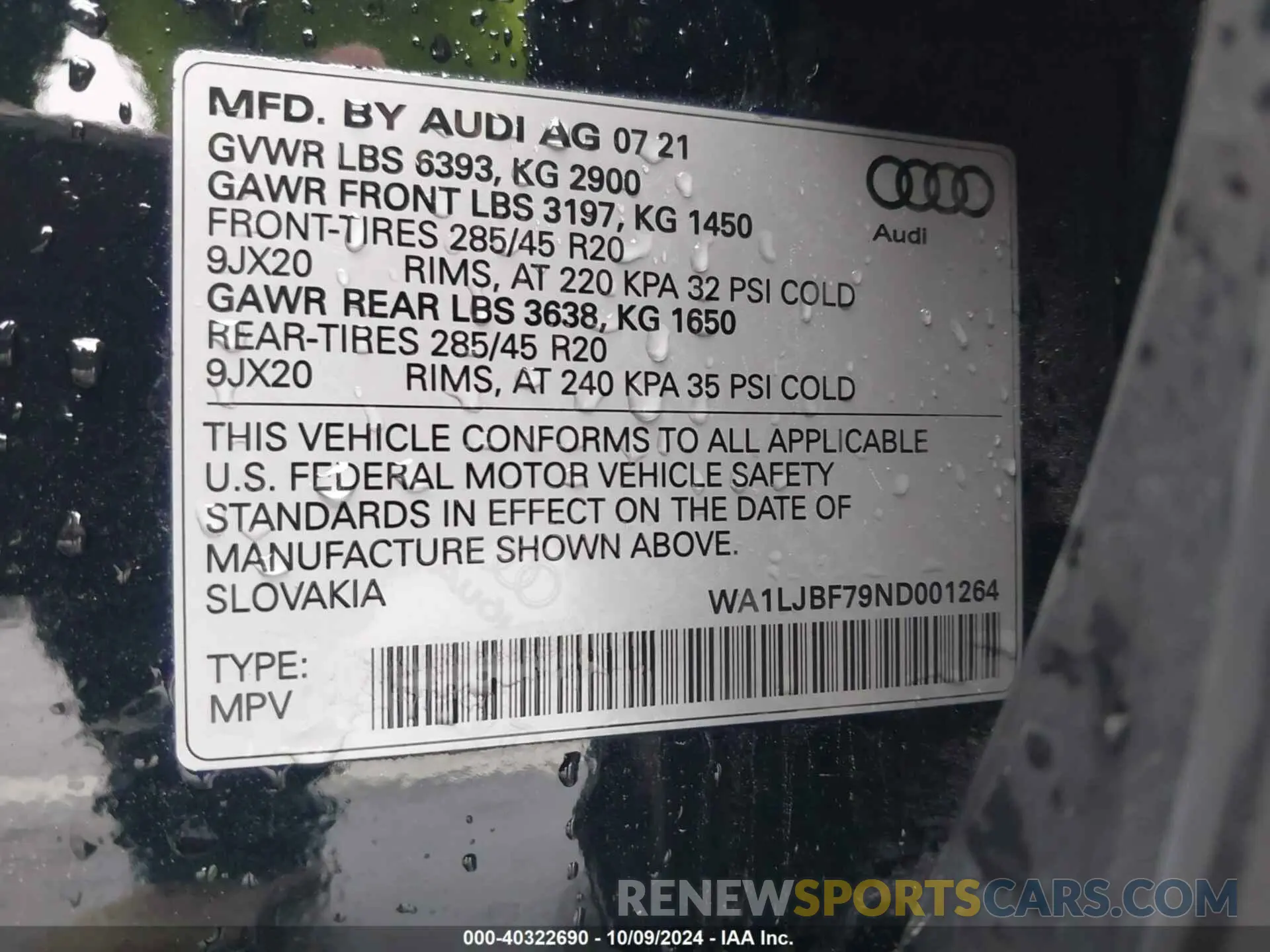 9 Photograph of a damaged car WA1LJBF79ND001264 AUDI Q7 2022
