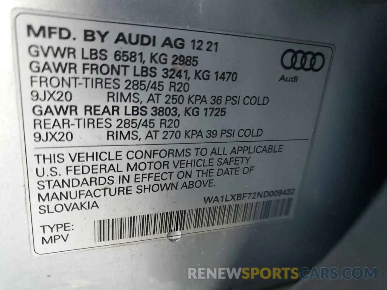 13 Photograph of a damaged car WA1LXBF72ND009432 AUDI Q7 2022