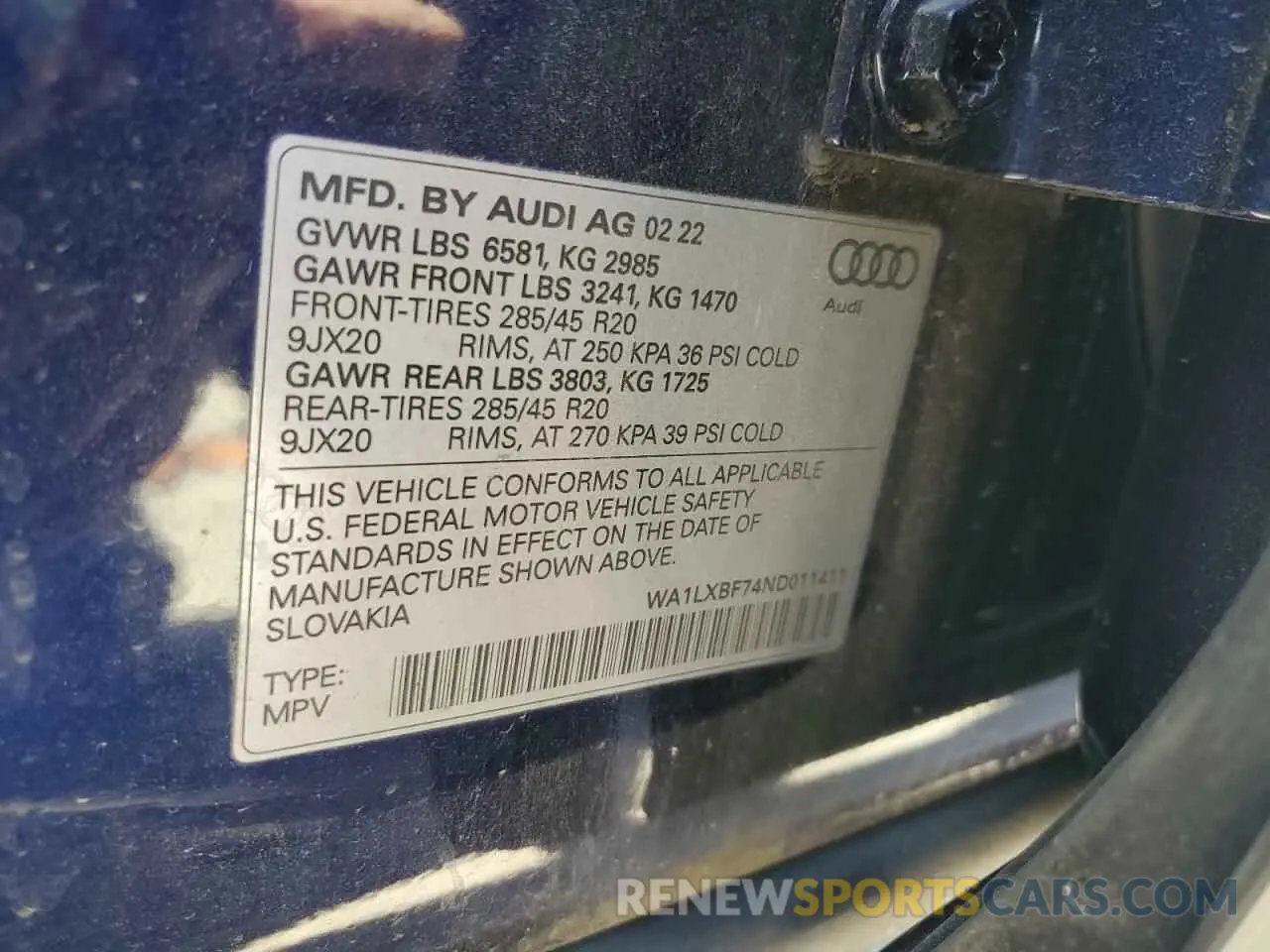 13 Photograph of a damaged car WA1LXBF74ND011411 AUDI Q7 2022