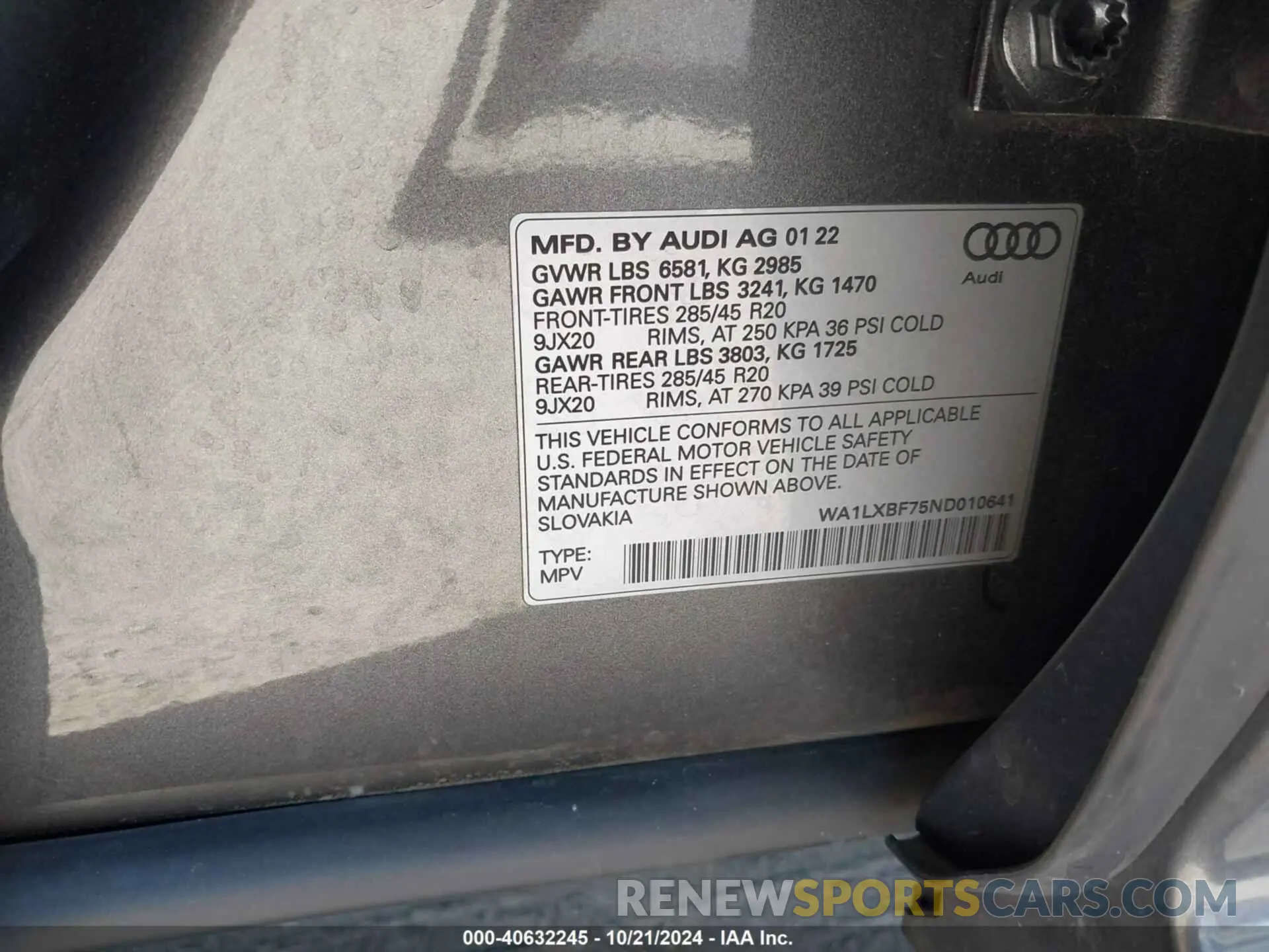 9 Photograph of a damaged car WA1LXBF75ND010641 AUDI Q7 2022