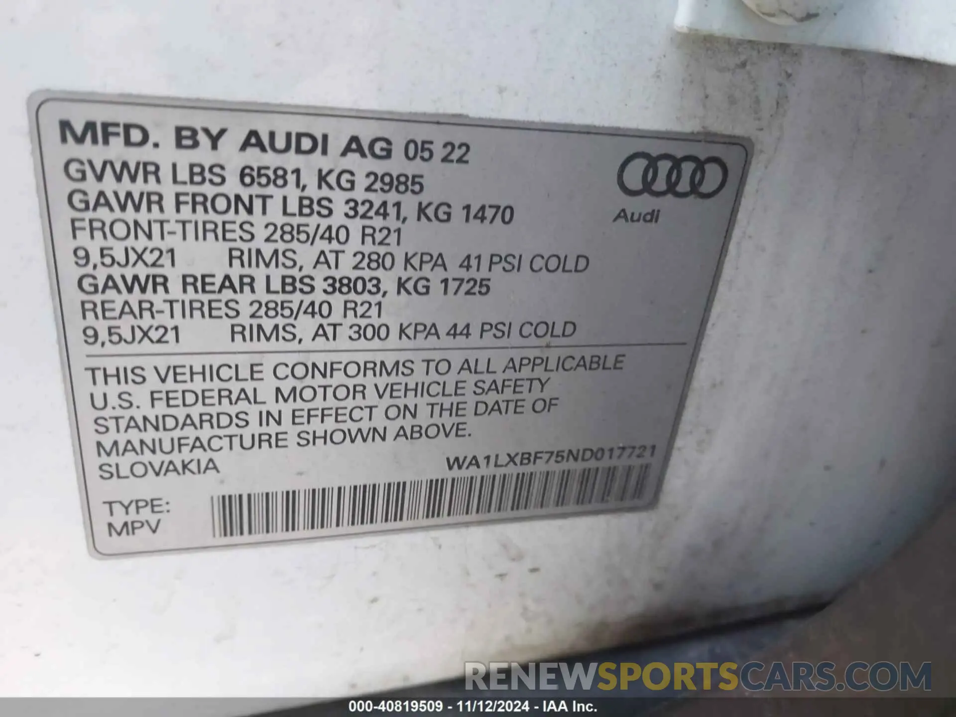 9 Photograph of a damaged car WA1LXBF75ND017721 AUDI Q7 2022