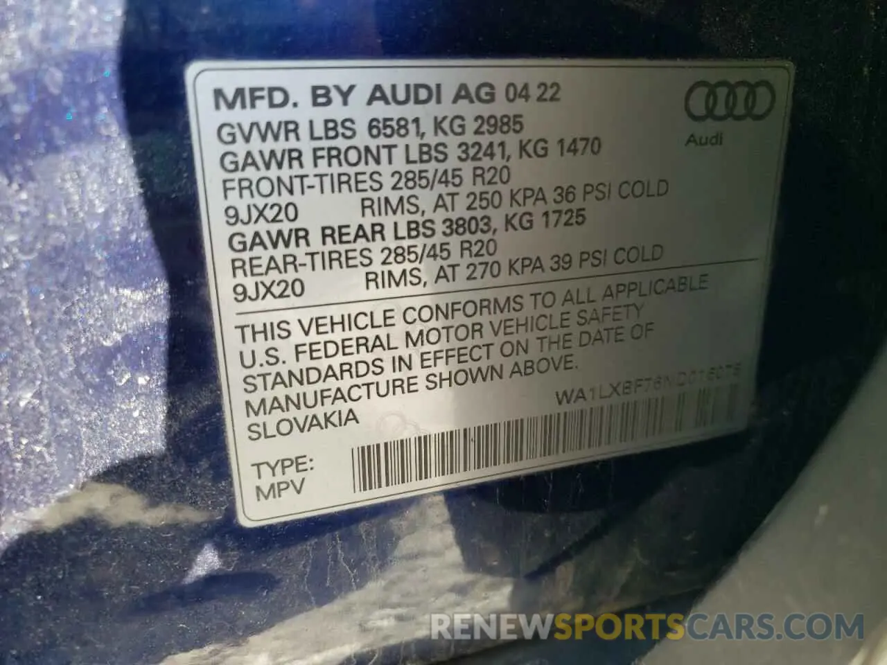 13 Photograph of a damaged car WA1LXBF76ND016075 AUDI Q7 2022