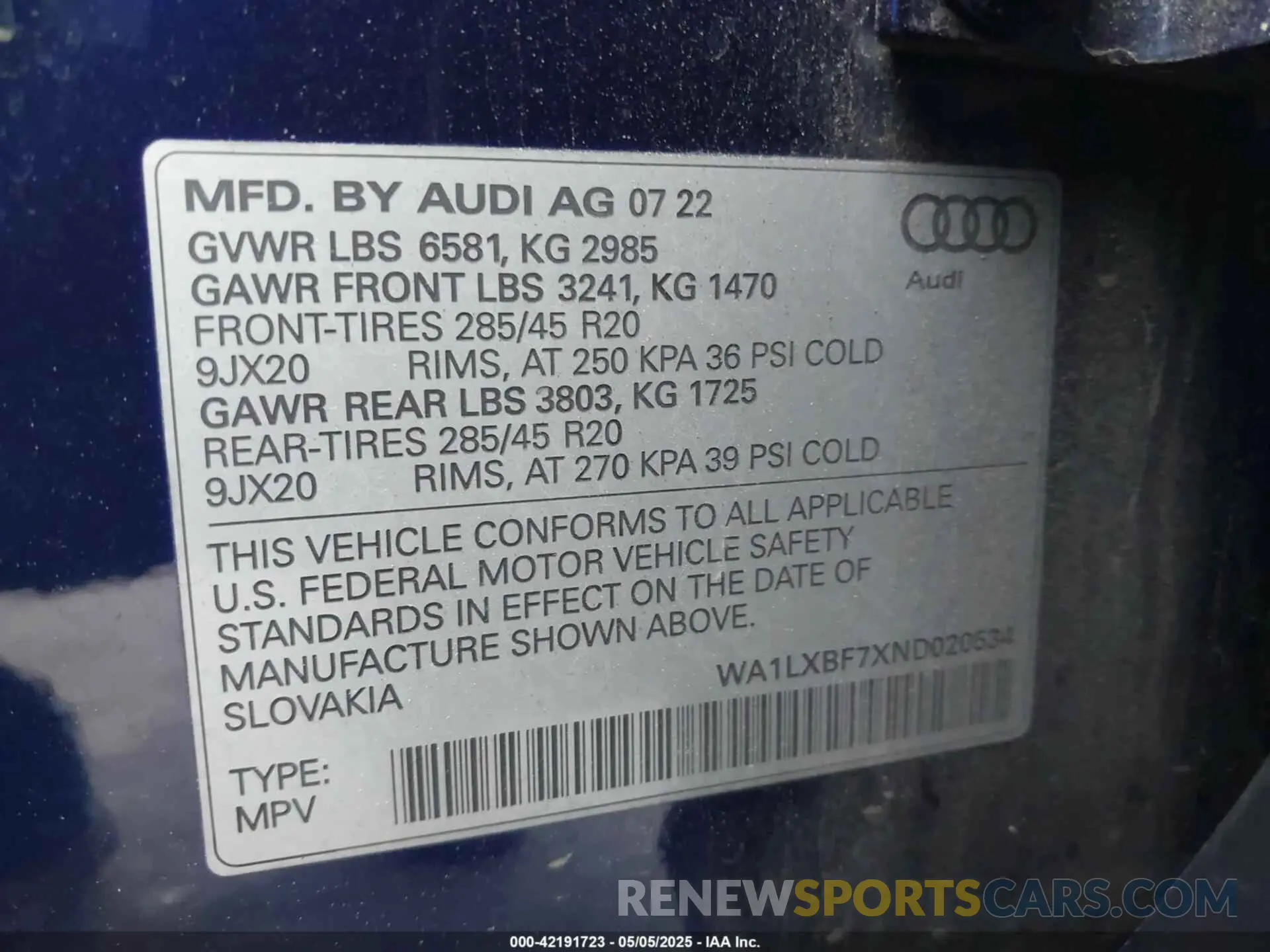 9 Photograph of a damaged car WA1LXBF7XND020534 AUDI Q7 2022