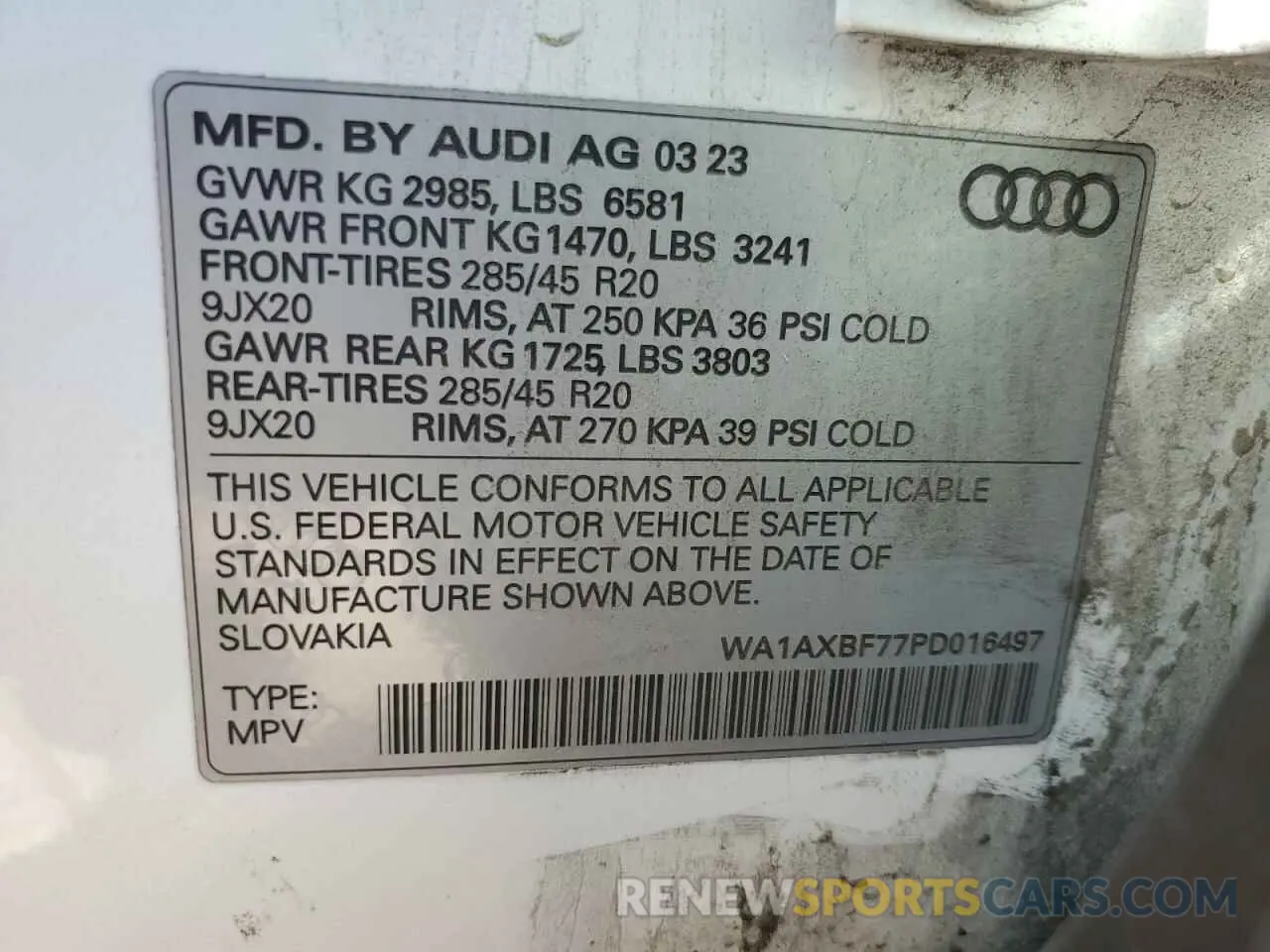 13 Photograph of a damaged car WA1AXBF77PD016497 AUDI Q7 2023
