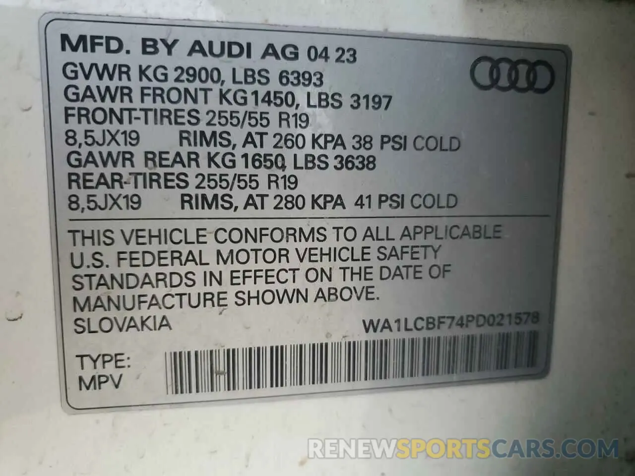 13 Photograph of a damaged car WA1LCBF74PD021578 AUDI Q7 2023