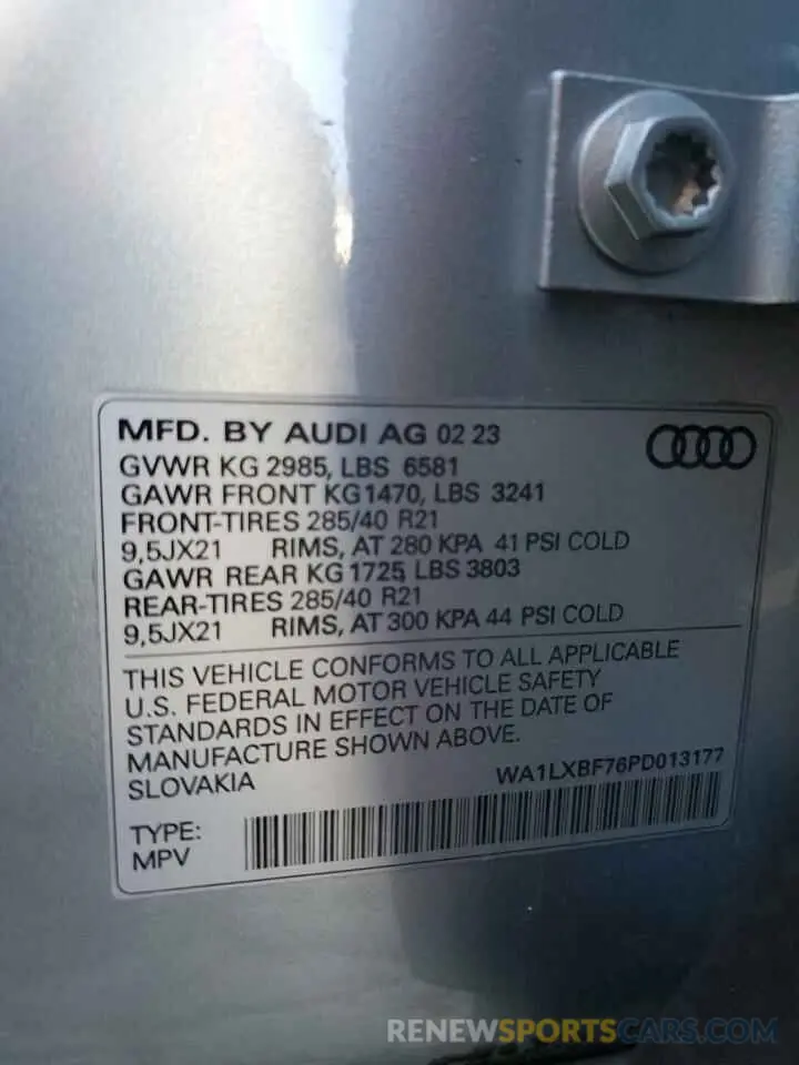 13 Photograph of a damaged car WA1LXBF76PD013177 AUDI Q7 2023