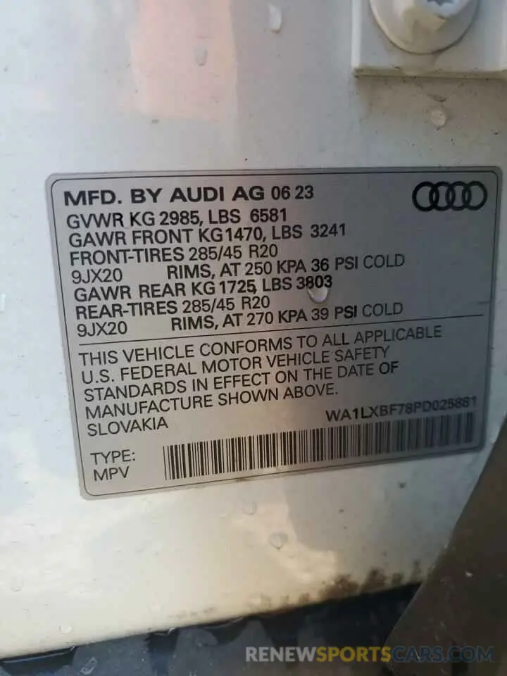 13 Photograph of a damaged car WA1LXBF78PD025881 AUDI Q7 2023