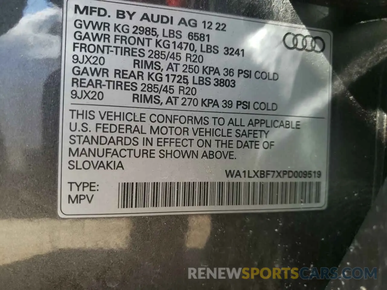 13 Photograph of a damaged car WA1LXBF7XPD009519 AUDI Q7 2023