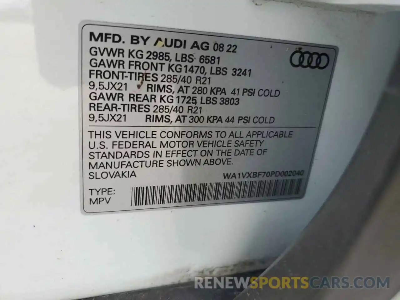 14 Photograph of a damaged car WA1VXBF70PD002040 AUDI Q7 2023