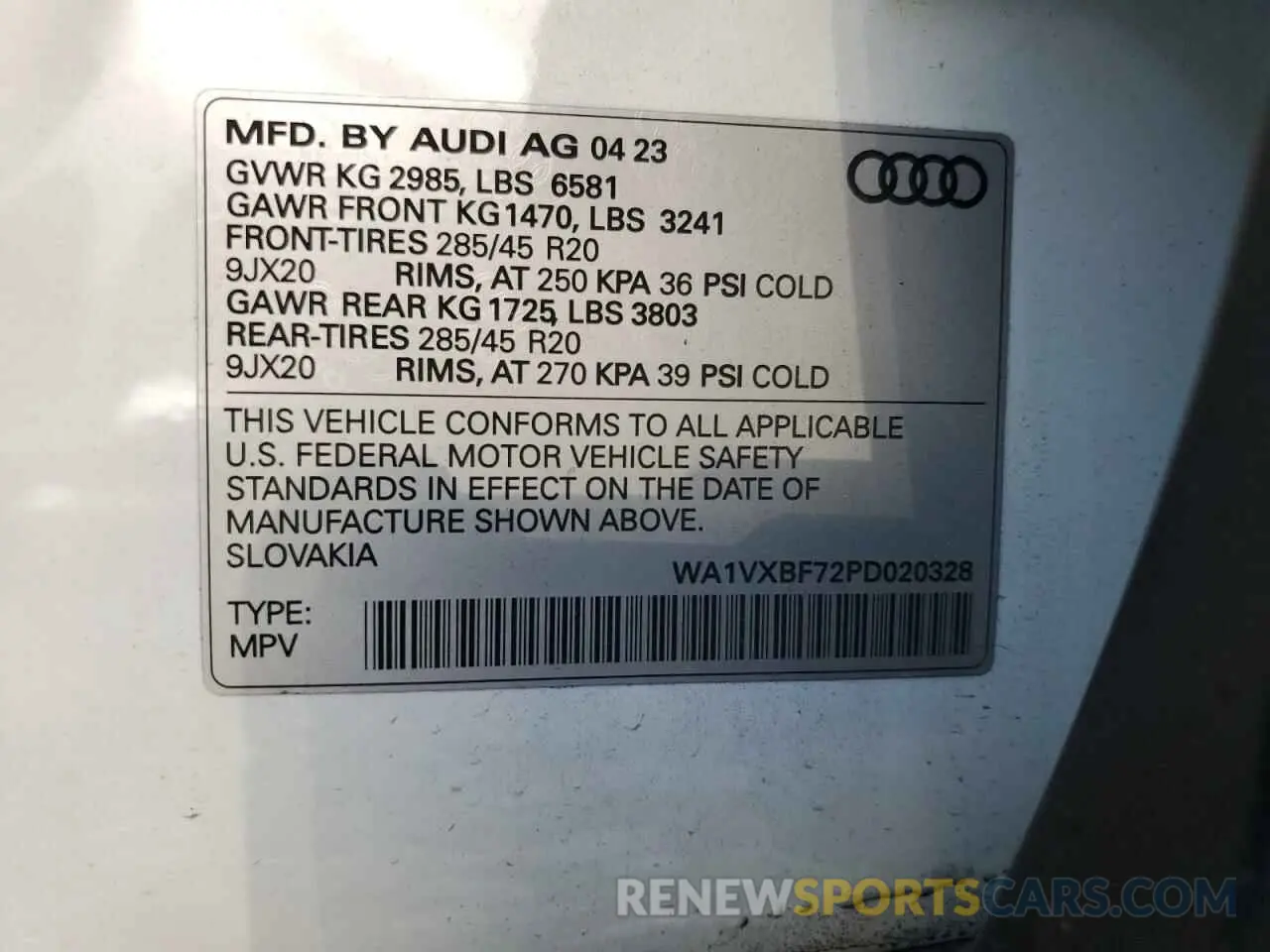 14 Photograph of a damaged car WA1VXBF72PD020328 AUDI Q7 2023