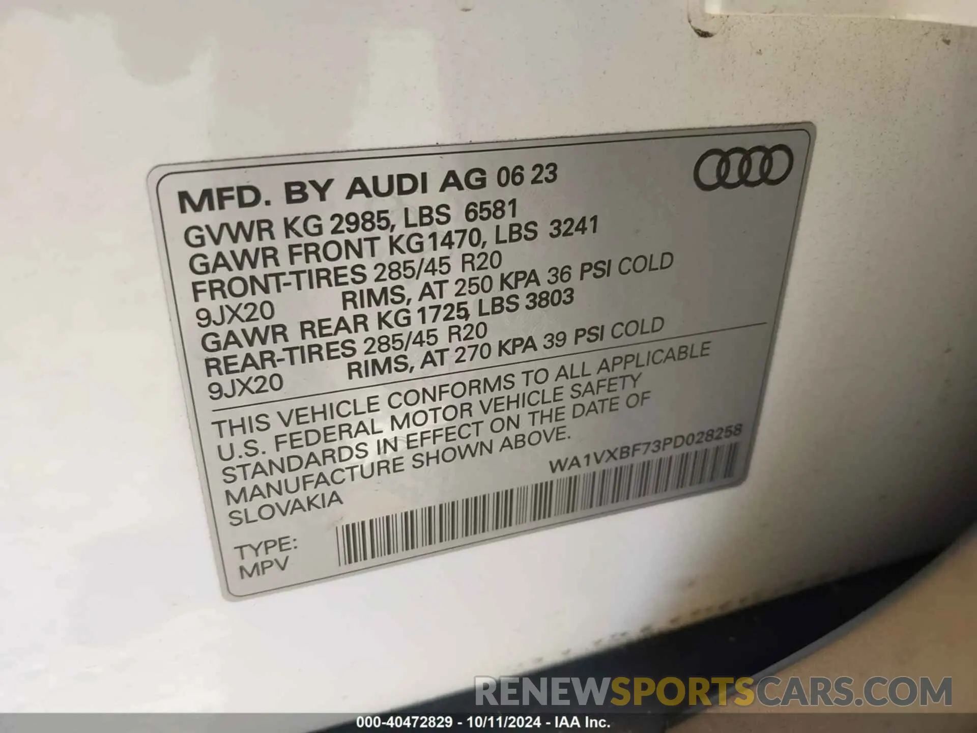 9 Photograph of a damaged car WA1VXBF73PD028258 AUDI Q7 2023