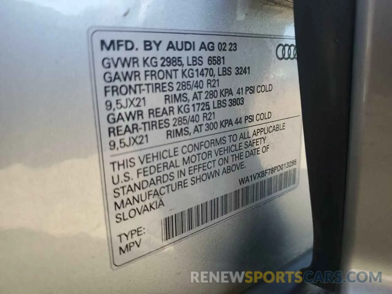 15 Photograph of a damaged car WA1VXBF78PD013285 AUDI Q7 2023