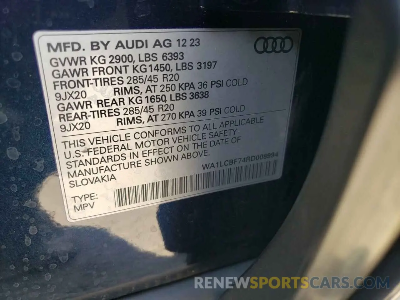13 Photograph of a damaged car WA1LCBF74RD008994 AUDI Q7 2024